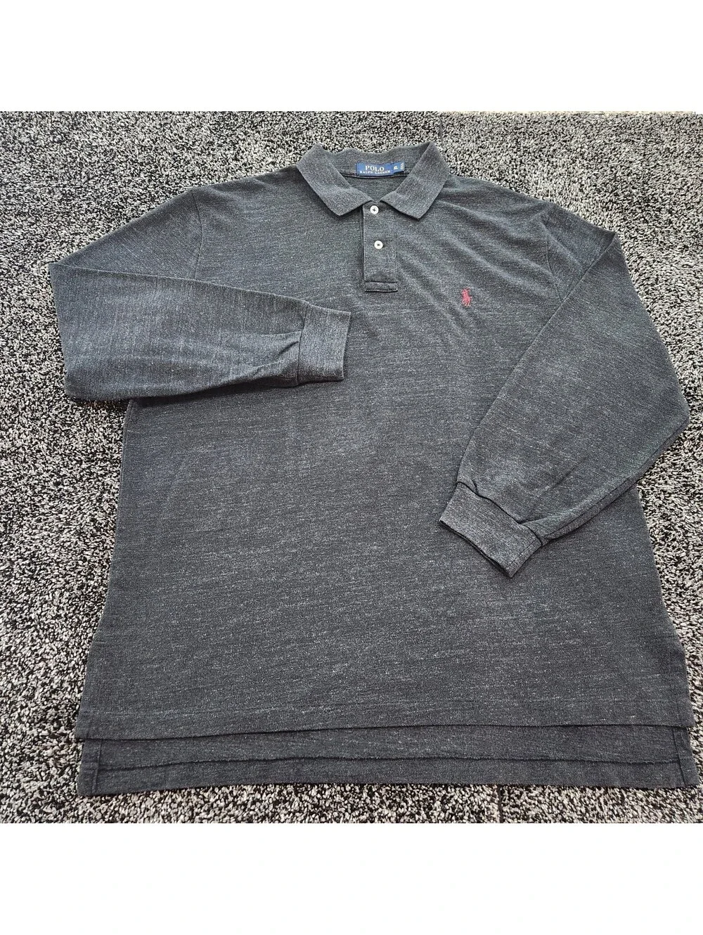 Ralph Lauren Polo Shirt Mens Sz XL Gray Rugby Pullover Casual Preppy Long Sleeve